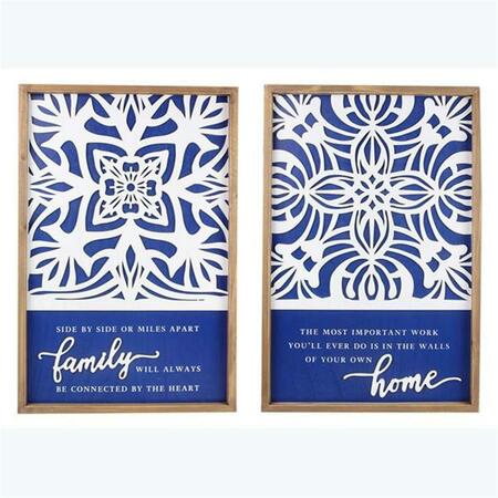 YOUNGS Wood Framed Wall Sign with 3D Design & Word, Blue & White 21089